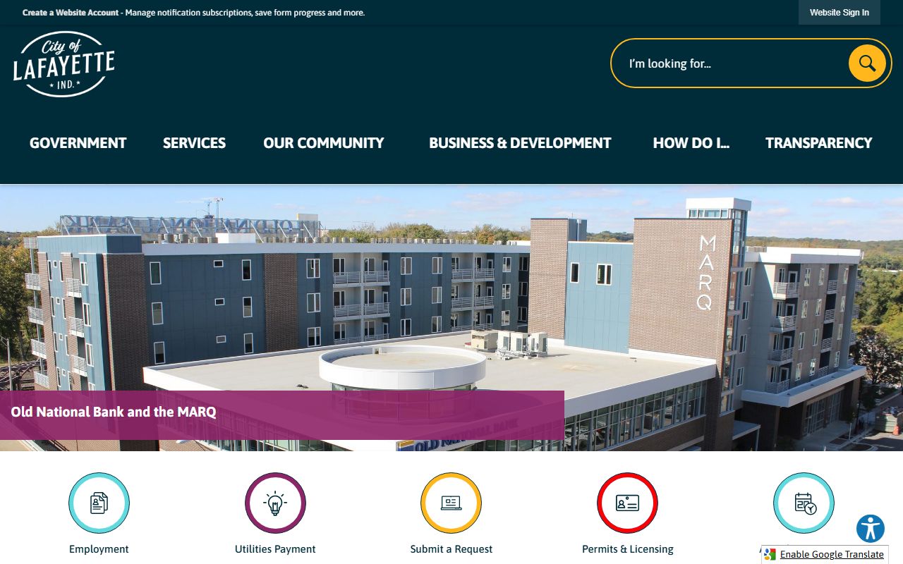 Lafayette city website for Lafayette death index information