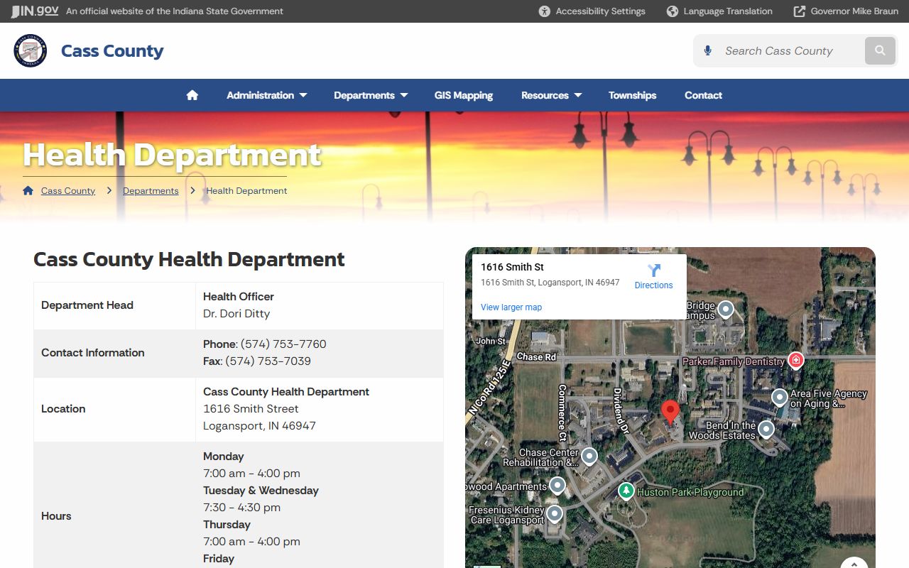 Cass County Health Department page for Cass County death index certificate requests