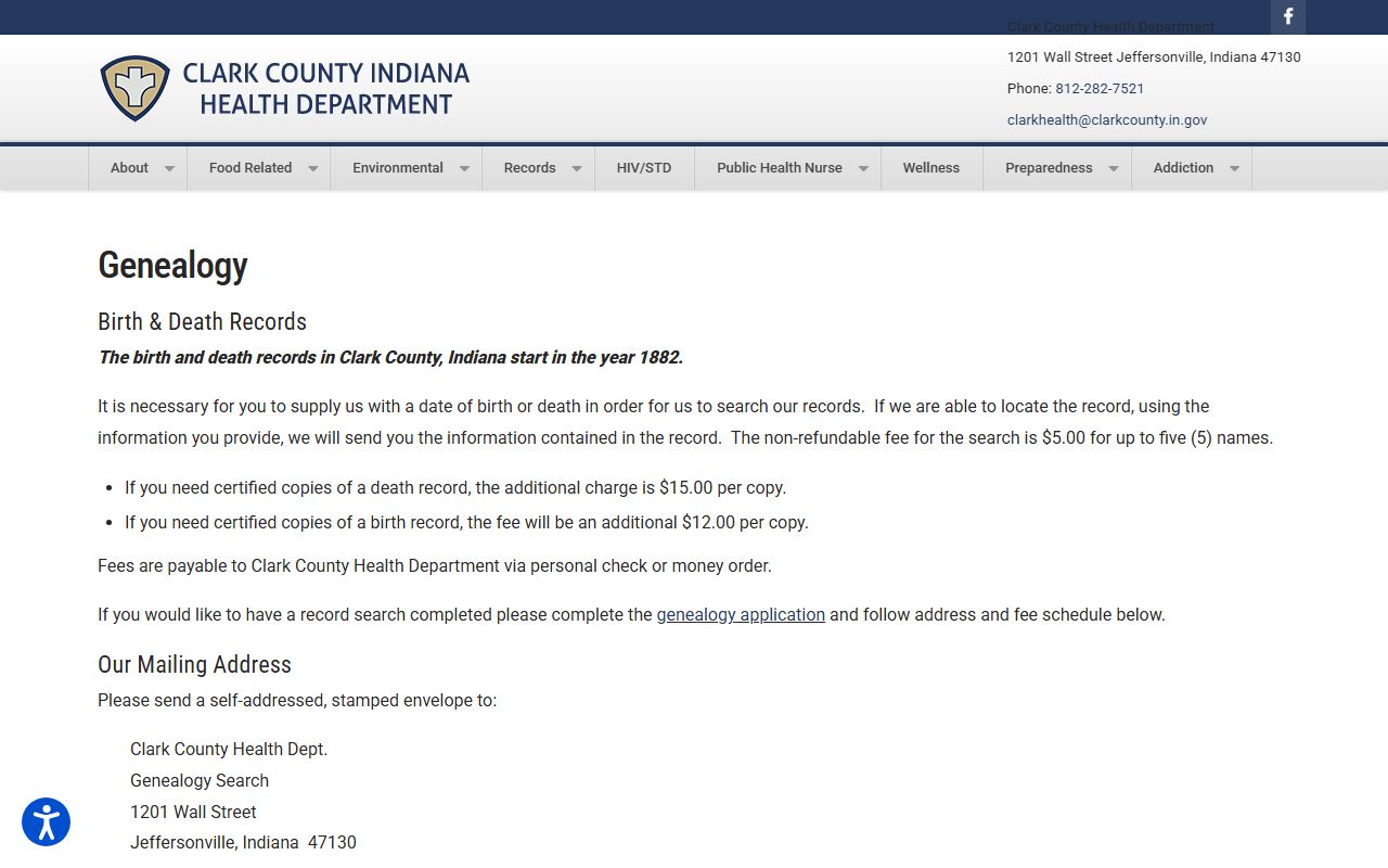 Clark County genealogy resources page for Clark County death index research