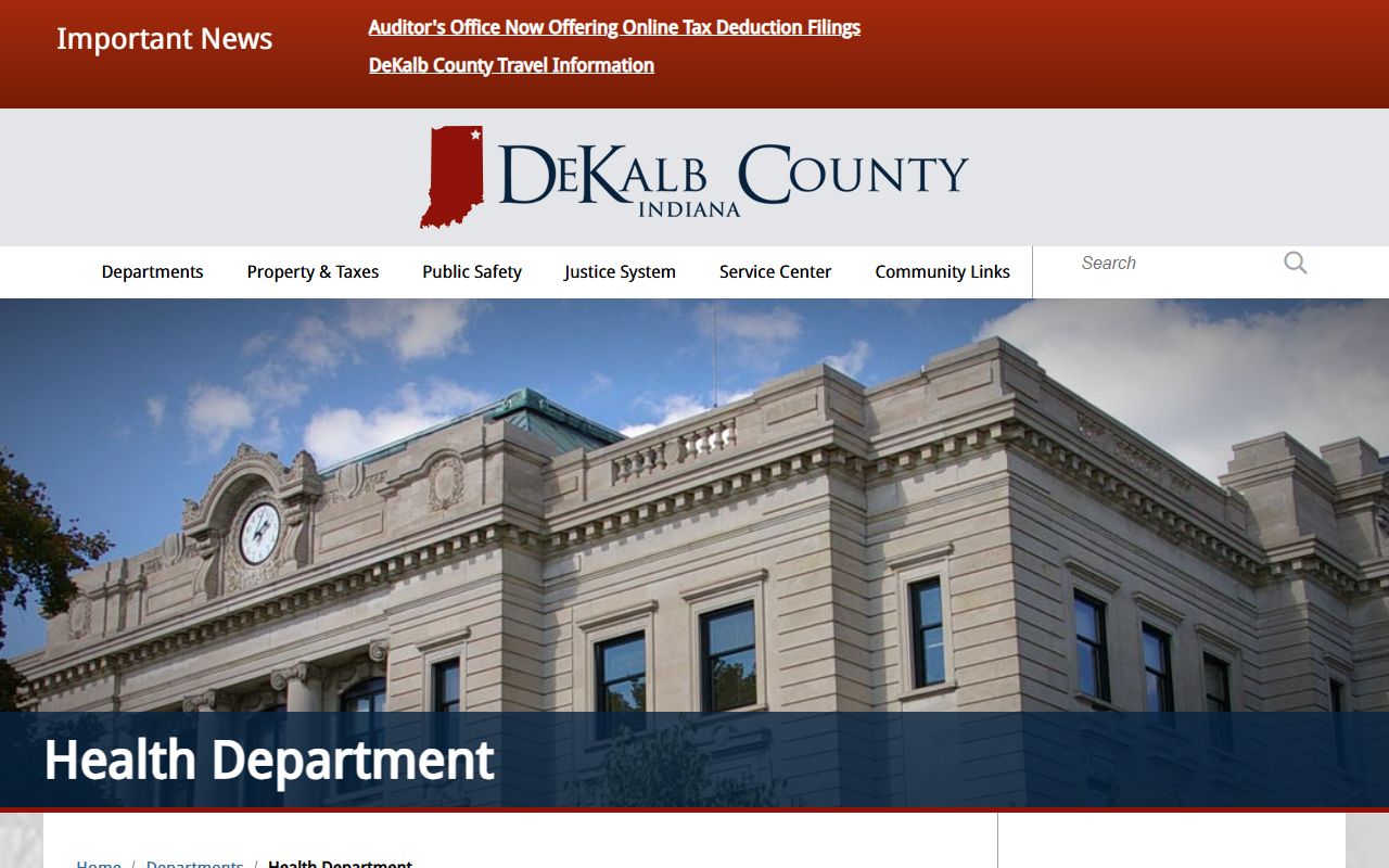 DeKalb County death index health department page for death record requests