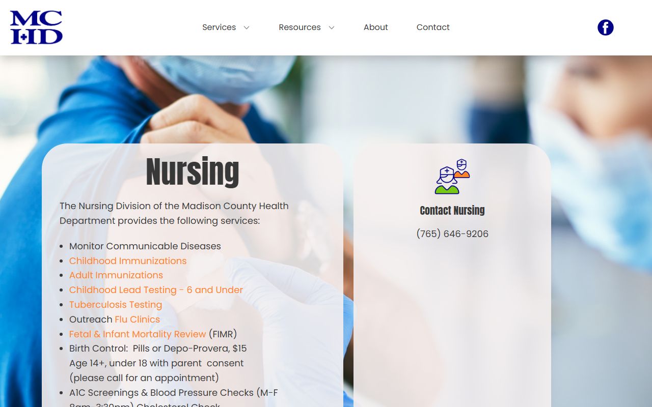 Madison County Health Department resources page for Madison County death index