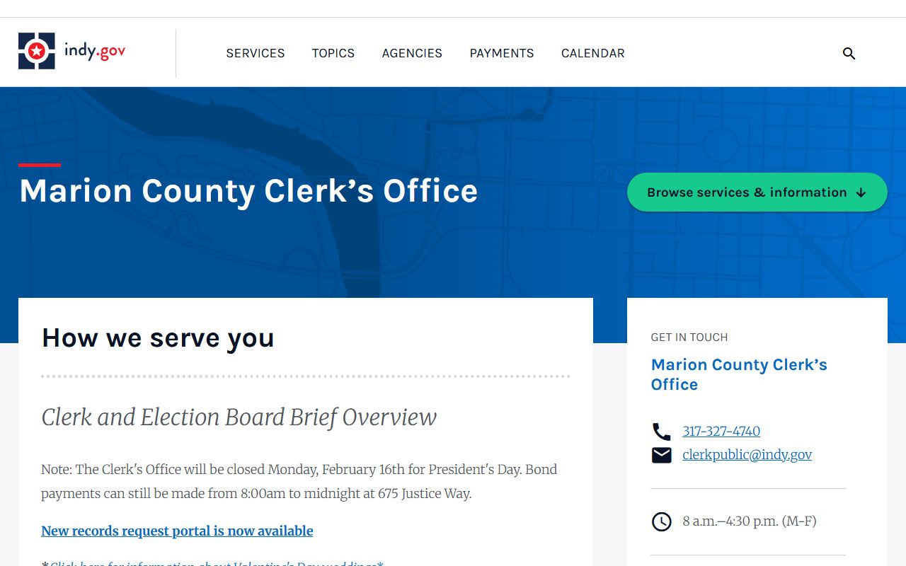 Marion County Public Health Department website for Marion County death index