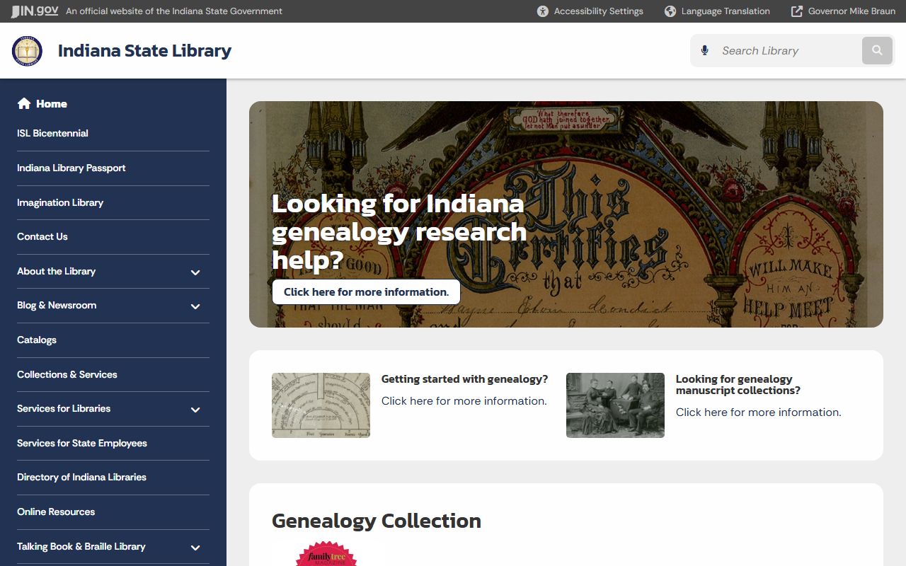 Indiana death index genealogy resources at the Indiana State Library